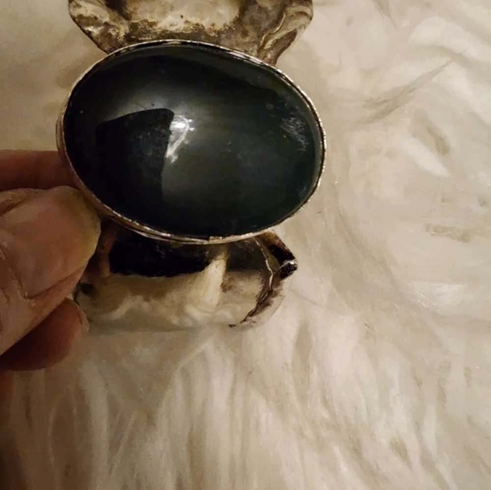 Vintage‎ Brutalist Silver Cuff - Picture 6 of 9
